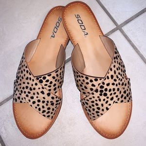 Cheetah criss cross sandals